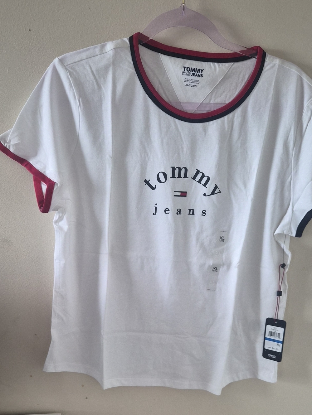 Tommy Hilfiger White Tee with Red and Navy Trim